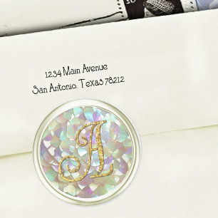 ALLE INITIALEN Gold Monogramm 3 Off White MoP Runder Aufkleber