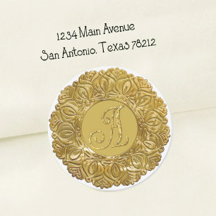 ALLE INITIALEN Gold Monogramm 3 Perliger Filigranr Runder Aufkleber
