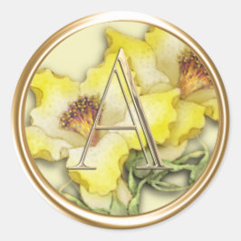 ALLE INITIALEN Gold Monogramm Gelbe Lilien Runder Aufkleber