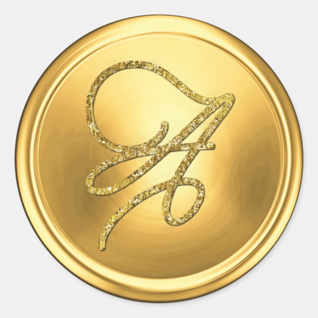 ALLE INITIALEN Gold Schrift Monogramm Hellgold Runder Aufkleber (Vorderseite)