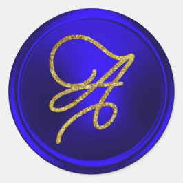 ALLE INITIALEN Gold Schrift Monogramm Königlich Bl Runder Aufkleber
