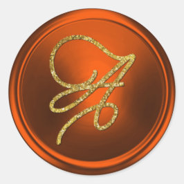 ALLE INITIALEN Gold Schrift Monogramm Kürbis Rost Runder Aufkleber