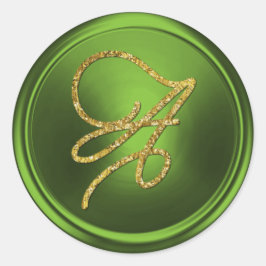 ALLE INITIALEN Gold Schrift Monogramm Olivgrün Runder Aufkleber