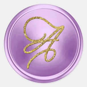 ALLE INITIALEN Gold Schrift Monogramm Orchidee Lil Runder Aufkleber