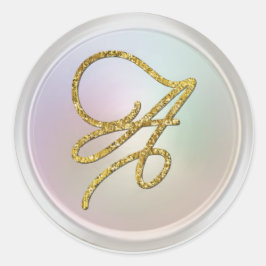 ALLE INITIALEN Gold Schrift Monogramm Perlengrau Runder Aufkleber