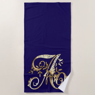 Alle Initialen hier, Sie wählen die Farbe mit Gold Strandtuch