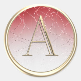 ALLE INITIALEN Monogramm Weißes Rotes Ombre Glitte Runder Aufkleber