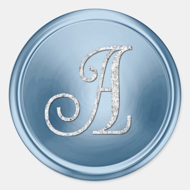 ALLE INITIALEN Silber Monogramm 3 Hellblau Runder Aufkleber (Vorderseite)