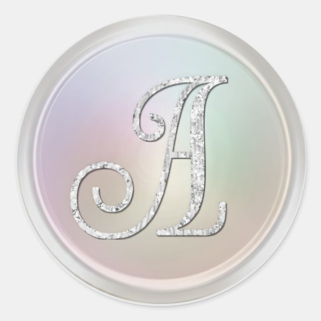 ALLE INITIALEN Silber Monogramm 3 Perlgrau Runder Aufkleber (Vorderseite)