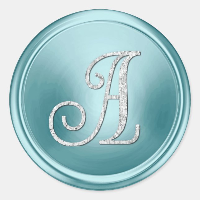 ALLE INITIALEN Silber Monogramm 3 Soft Blau Runder Aufkleber (Vorderseite)