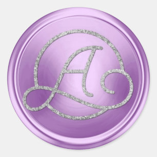 ALLE INITIALEN Silberner Kreis-Monogramm Orchidee  Runder Aufkleber
