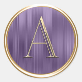 ALLE INITIALS Gold Monogram Dusty Lavendel Lila Runder Aufkleber