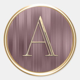 ALLE INITIALS Gold Monogram Dusty Rose Pink Runder Aufkleber