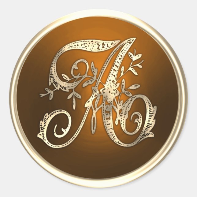 ALLE INITIALS Gold Monogram Erstrost Runder Aufkleber (Vorderseite)