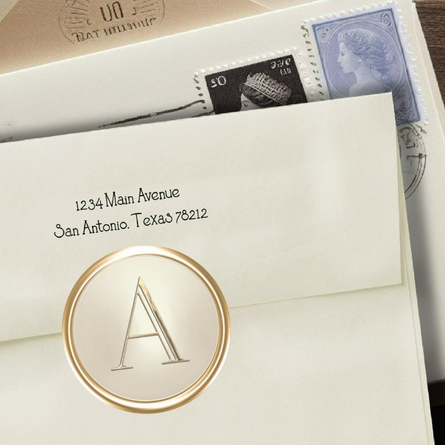 ALLE INITIALS Gold Monogram für Champagner Runder Aufkleber (Von Creator hochgeladen)