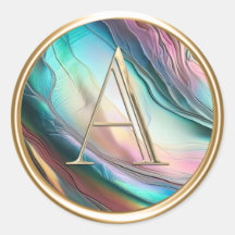 ALLE INITIALS Gold Monogram on Mother of Pearl