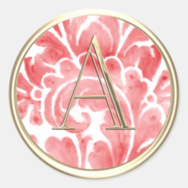 ALLE INITIALS Gold Monogram Red Plume Runder Aufkleber