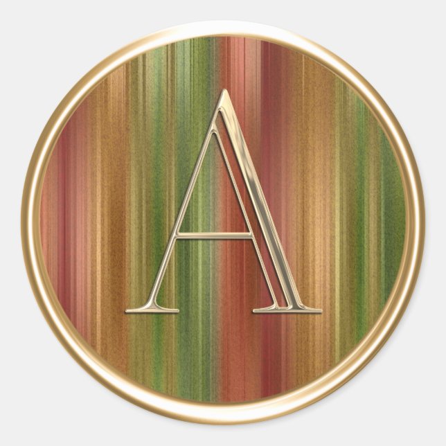 ALLE INITIALS Gold Monogramm auf Erdtonstreifen Runder Aufkleber (Vorderseite)