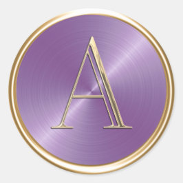 ALLE INITIALS Gold Monogramm auf Lavendel Lila Runder Aufkleber