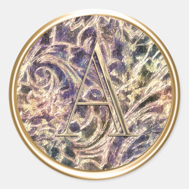 ALLE INITIALS Gold Monogramm auf Muster Runder Aufkleber (Vorderseite)