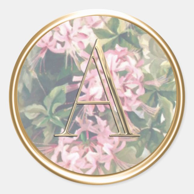 ALLE INITIALS Gold Monogramm auf rosa Honeysuckle Runder Aufkleber (Vorderseite)