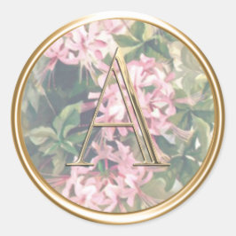ALLE INITIALS Gold Monogramm auf rosa Honeysuckle Runder Aufkleber