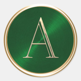 ALLE INITIALS Gold Monogramm auf Smaragdgrün Runder Aufkleber