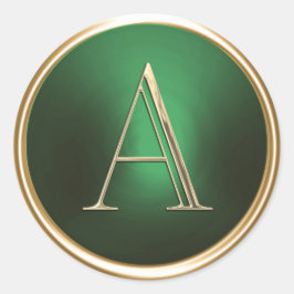 ALLE INITIALS Gold Monogramm auf Smaragdgrün Runder Aufkleber