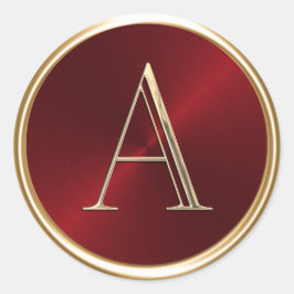 ALLE INITIALS Gold Monogramm in Rot Runder Aufkleber