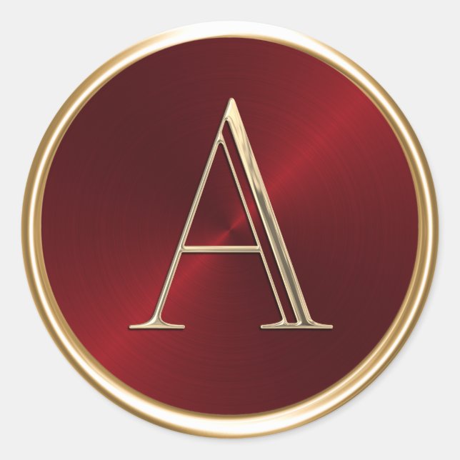 ALLE INITIALS Gold Monogramm in Rot Runder Aufkleber (Vorderseite)