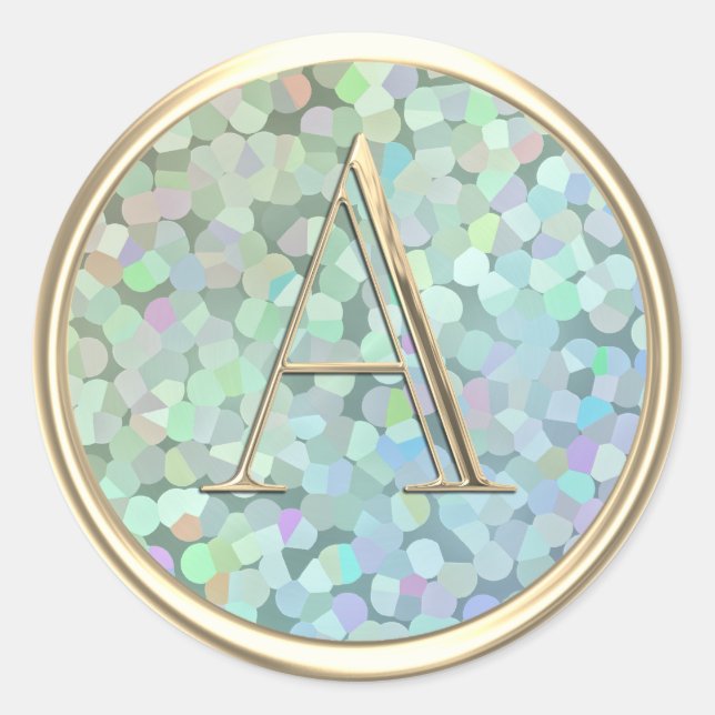 ALLE INITIALS Gold Monogramm Rainbow Iridesent Runder Aufkleber (Vorderseite)