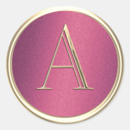 ALLE INITIALS Gold Monogramm Rose Rosa Shimmer Runder Aufkleber