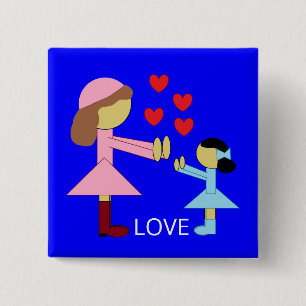 Alle Kinder brauchen Liebe: Blau Button