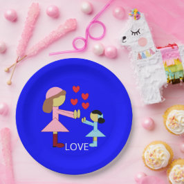 Alle Kinder brauchen Liebe: Blau Pappteller