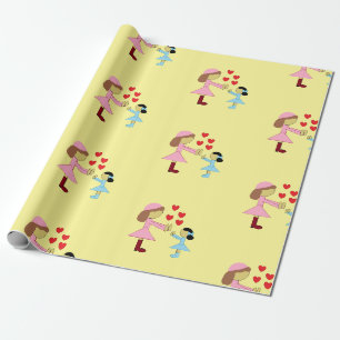 Alle Kinder brauchen Liebe: hellgelb Geschenkpapier