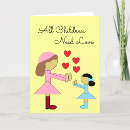 Alle Kinder brauchen Liebe: hellgelbe Scheibe Karte