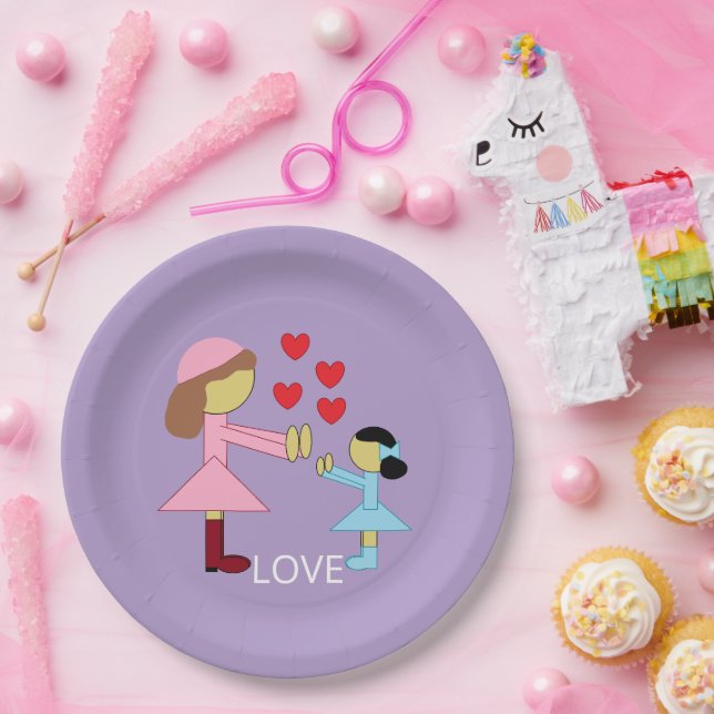Alle Kinder brauchen Liebe: Lavendel Pappteller (Party)