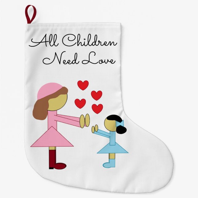 Alle Kinder brauchen Liebe: Weiß Großer Weihnachtsstrumpf (Vorderseite)