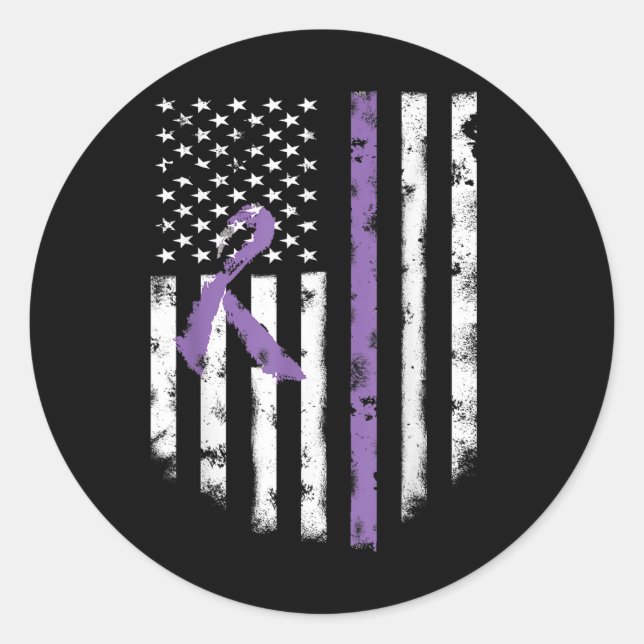 Alle Krebsbewusstsein Shirt Lavender Ribbon Amerik Runder Aufkleber (Vorderseite)