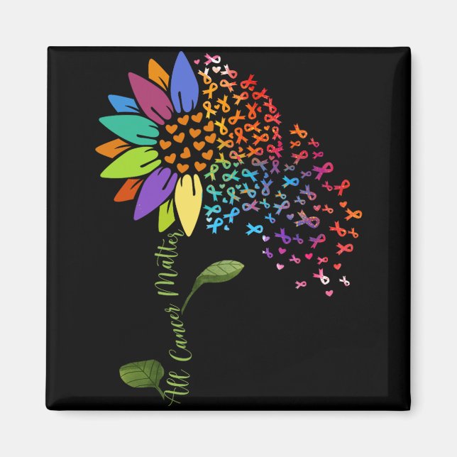 Alle Krebserkrankungen Bewusstsein Tag Sonnenblume Magnet (Vorne)