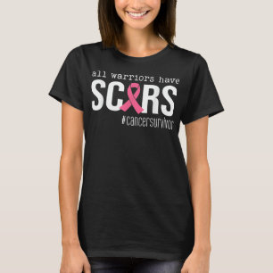 Alle Krieger haben Narben rosa Bandbreitenkrebs T-Shirt