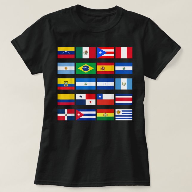 Alle lateinamerikanischen Flaggen Latino Hispanic  T-Shirt (Design vorne)