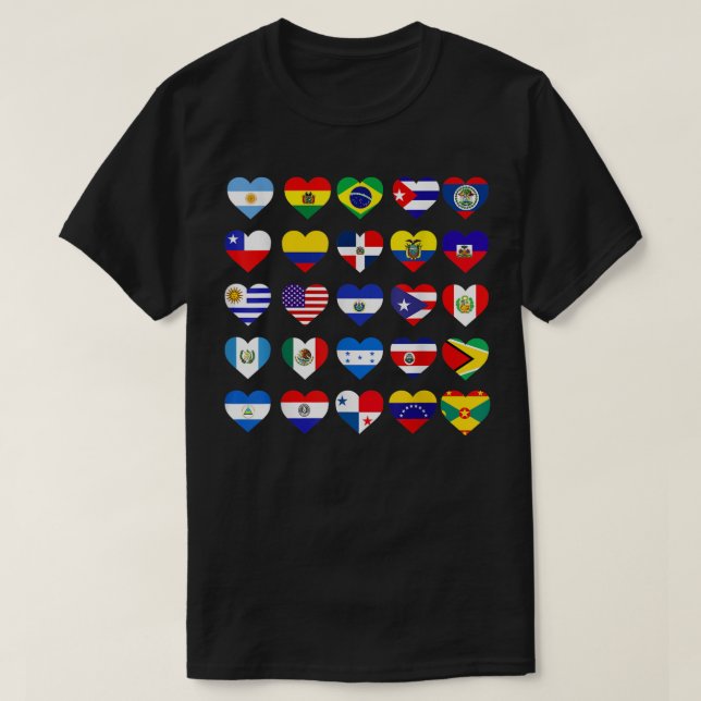 Alle lateinamerikanischen Flaggenländer Hispanic H T-Shirt (Design vorne)