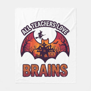 Alle Lehrer lieben Gehirne Halloween Fledermaus Sp Fleecedecke