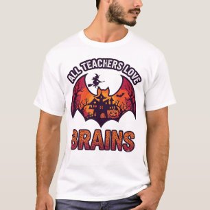 Alle Lehrer lieben Gehirne Halloween Fledermaus Sp T-Shirt