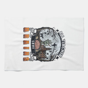 Alle Lehrer lieben Gehirne Halloween Zombie Hand H Geschirrtuch