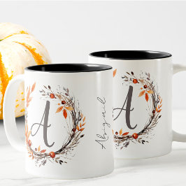 Alle Letter Modern Girly Boho Foliongram Zweifarbige Tasse
