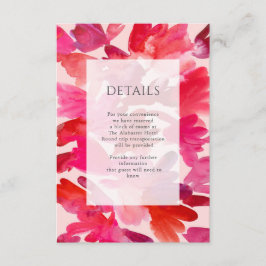 Alle Liebe Aquarell Rosa Rote Hochzeit Details Begleitkarte