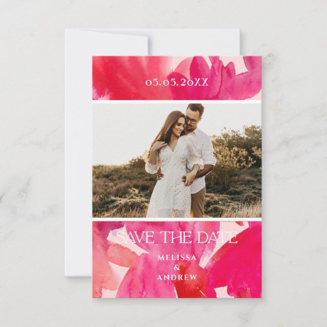 Alle Liebe Watercolor Pink Foto Save the Date (Vorderseite)