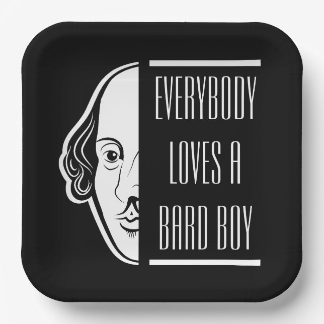 Alle Lieben ein Bard Boy Shakespeare Thespian Pappteller (Vorderseite)